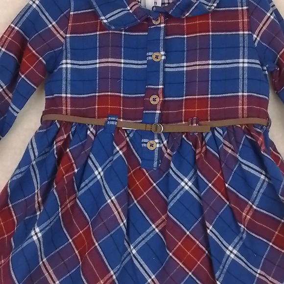 Carter's Baby 2-Peice Flannel Cotton Dress Set Size 12mo in Red Blue Plaid - Picture 3 of 11